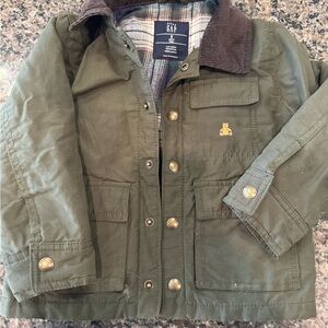 GAP Olive Green Boys Jacket with Corduroy Collar